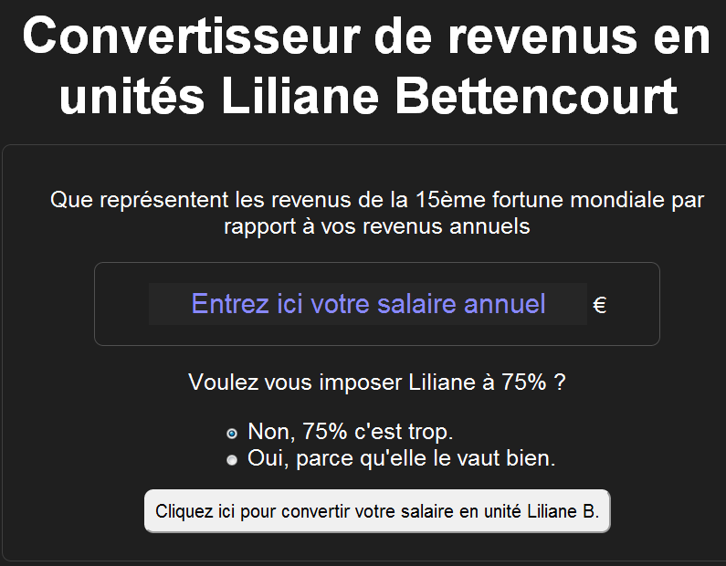 convertisseur revenus unités Liliane Bettencourt