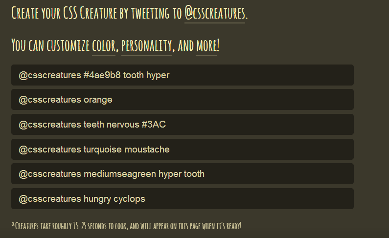 CSS Creatures: Créez votre monstre CSS en twittant
