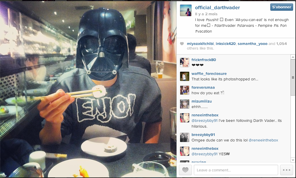 Le compte instagram officiel de Darth Vader?
